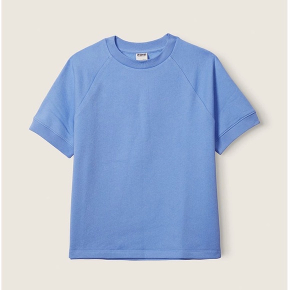 S/2 PINK Victoria’s Secret size XXL Cropped Short Sleeve crewneck sweatshirts - Picture 3 of 9